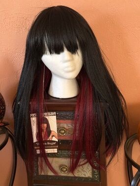 Wig - Long Black and Burgundy Wig. NWT